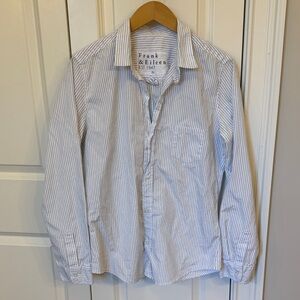 Frank & Eileen White Pinstripe Women's Barry XL Shirt 6 8 medium large